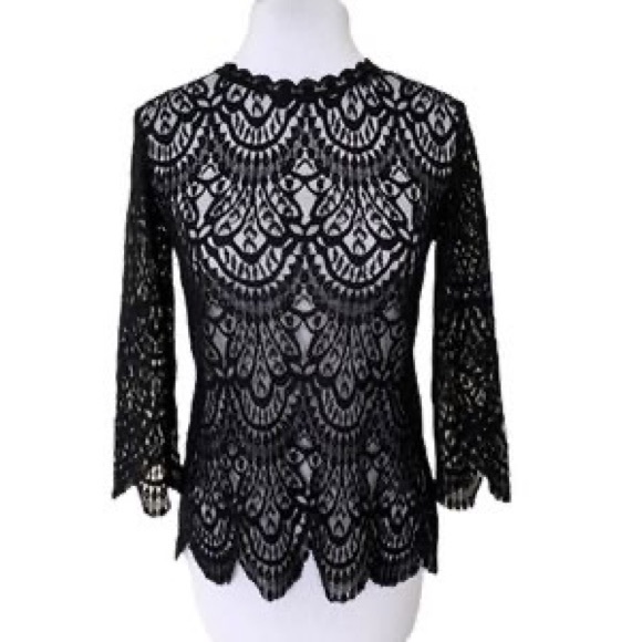 Zara Black Lace Long Sleeve Top - Picture 5 of 5
